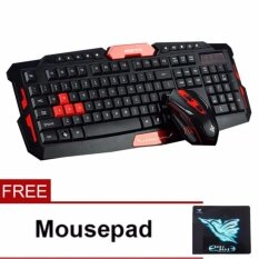 Wireless HK8100 2.4G Desktop Set Wireless Mouse and Wireless Multimedia Keyboard Combo - Black Red Malaysia