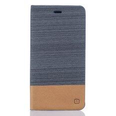 Dengan Tempat Kartu dan Fungsi Dudukan PU Kulit Flip Case Sampul untuk Asus Zenfone 3 ZE552KL 5.5 Inch (Abu-abu Gelap)