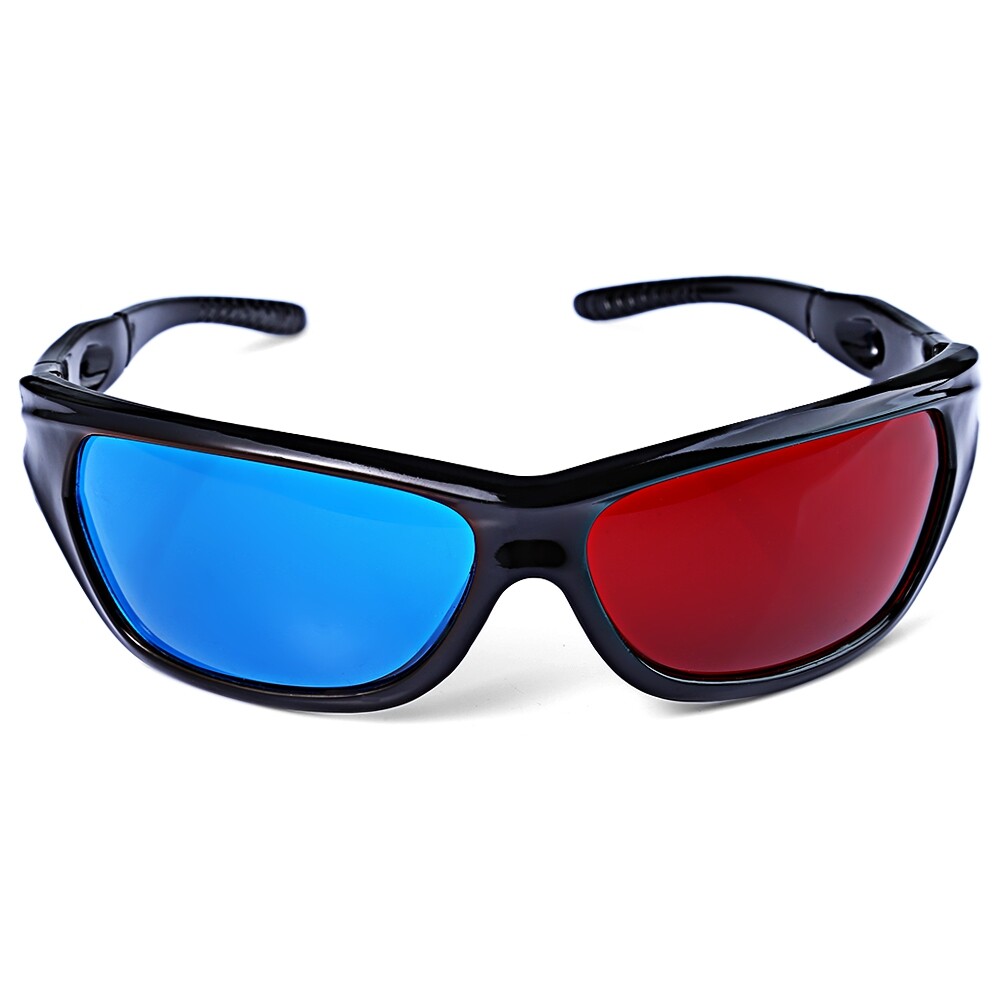 Kacamata Hitam Bagus Berbentuk Merah + Lensa Biru Anaglyph Sirkuler 3 Dimensi 3D Kacamata untuk 3D Permainan 3D DVD Film-Intl