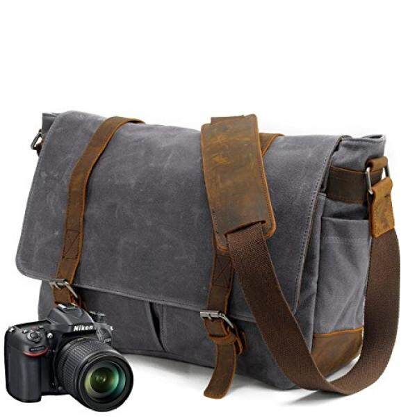 Y-DOUBLE Portabel Anti-Air Profesi Kanvas DSLR Tas Kamera Digital Tas Bahu Kasual Perjalanan Fotografi Tas dengan Memasukkan & iPad magazine Saku untuk Sony Canon Nikon-Internasional