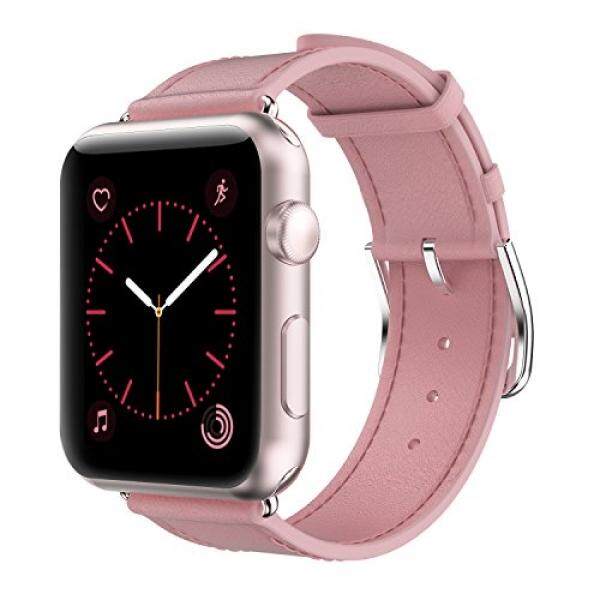Yearscase 38MM Genuine Leather Replacement Band with Classic Metal Adapter Clasp Single Tour for Apple Watch Series eries eries 1 Nike+ Hermes&Edition - Pink - intl