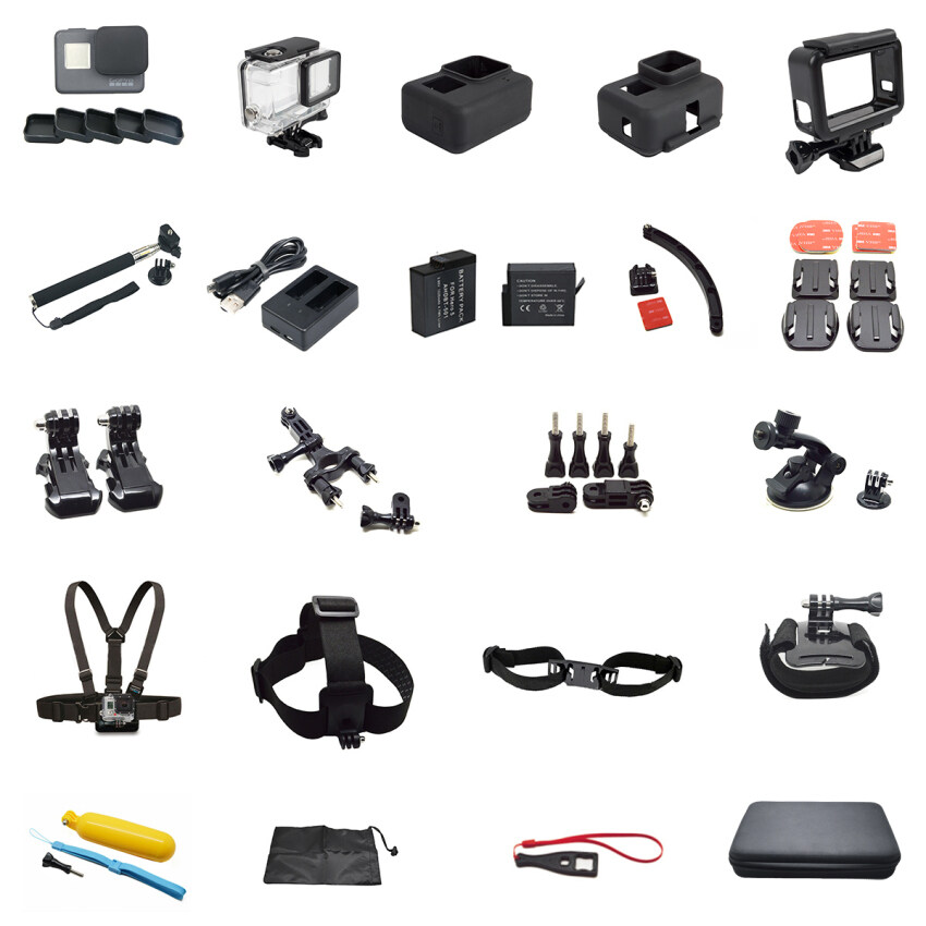Yicoe Tahan Air Case Penutup Lensa Charger untuk GOPRO HERO 5 Aksesoris Bundle Kit Helm Mount Tali Tripod Untuk Go PRO 5 4 3 Sesi SJ4000 SJCAM Xiaomi Yi 4 K H9 Sony Aksi Kamera Olahraga