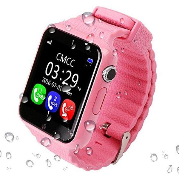 Yimohwang V7K Pintar Jam Tangan untuk Anak-anak Anak-anak Gps Pelacak Jam Tangan Pintar V7K dengan Kamera Facebook Anak-anak SOS Emergency Keamanan Anti Hilang untuk IOS Android iPhone Samsung (Merah Muda) -Internasional