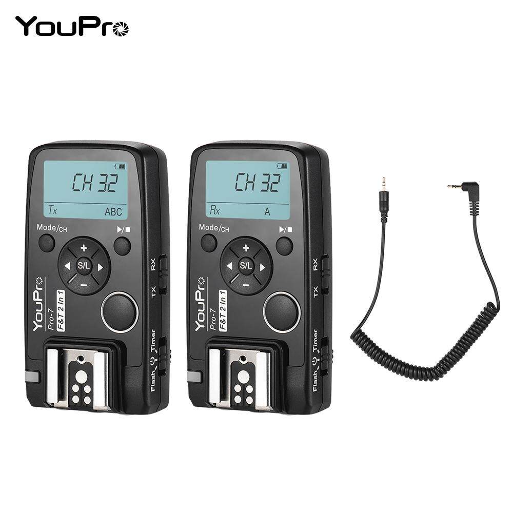 Youpro Pro-7 Wireless Shutter Timer Remote dan Pemicu Flash 2in1 dengan E3 2.5 Mm PC Sync & Kabel Rana untuk canon 80D 77D 800D 760D 750D 700D 650D 600D 550D/Rebel T2i T3i T4i T5i T6i T6S T7i 1300D 1200D 1100D 70D 60D Camera-Intl