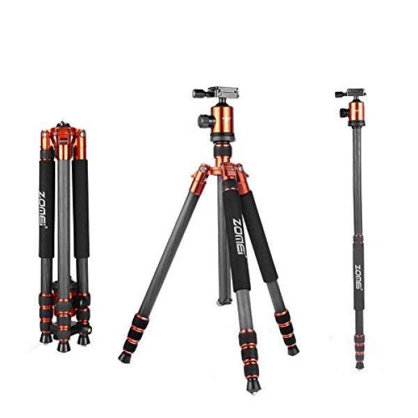 Zomei Penyaring Bentuk Lingkaran Zomei Berbobot Ringan Serat Karbon Portabel Perjalanan Tripod Lengkap Datang dengan Bola Kepala Kotak Dompet Digital/Kamera/DSLR/SLR/Kamera Video, orange-Intl
