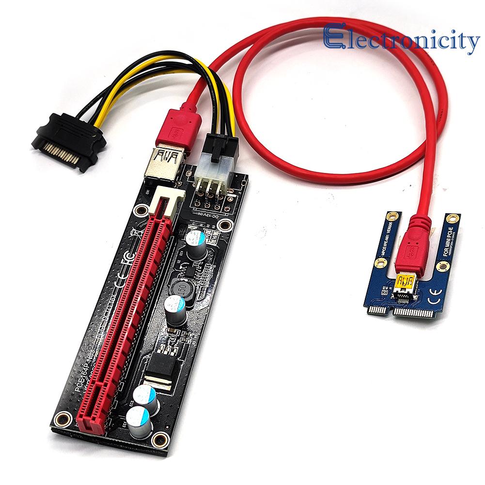 Usb 3.0 mini pcie riser sata to 4/6 pin 16x pcie adapter card power cable