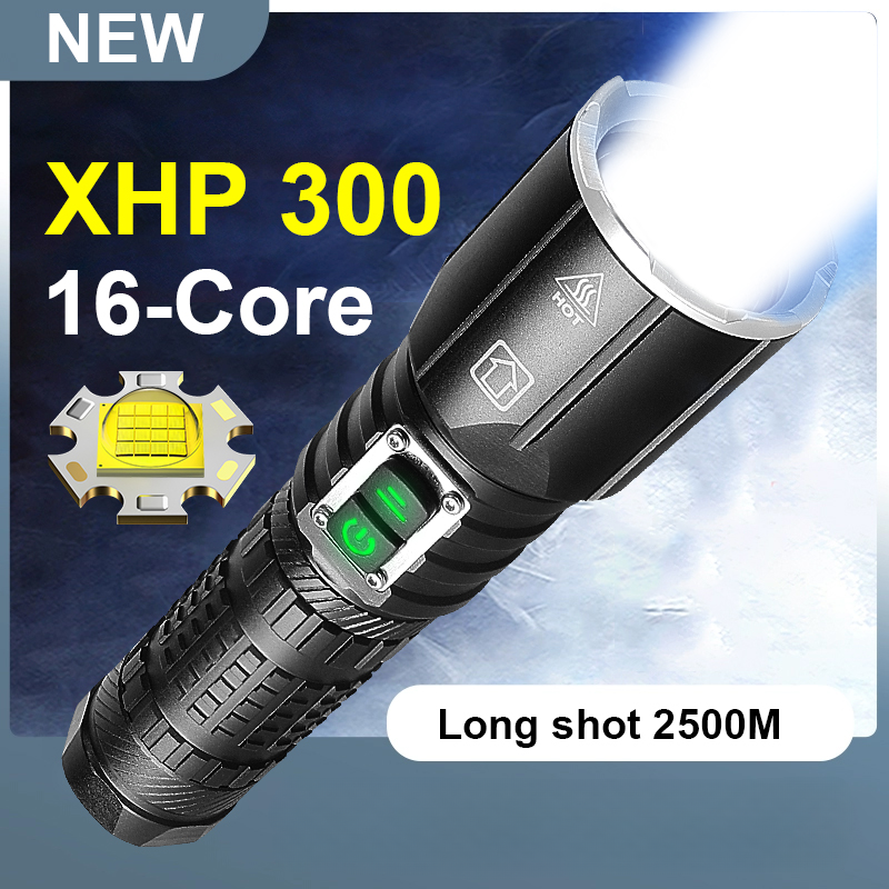 Super XHP300 Most Powerful LED Flashlight USB Rechargeable Torch High