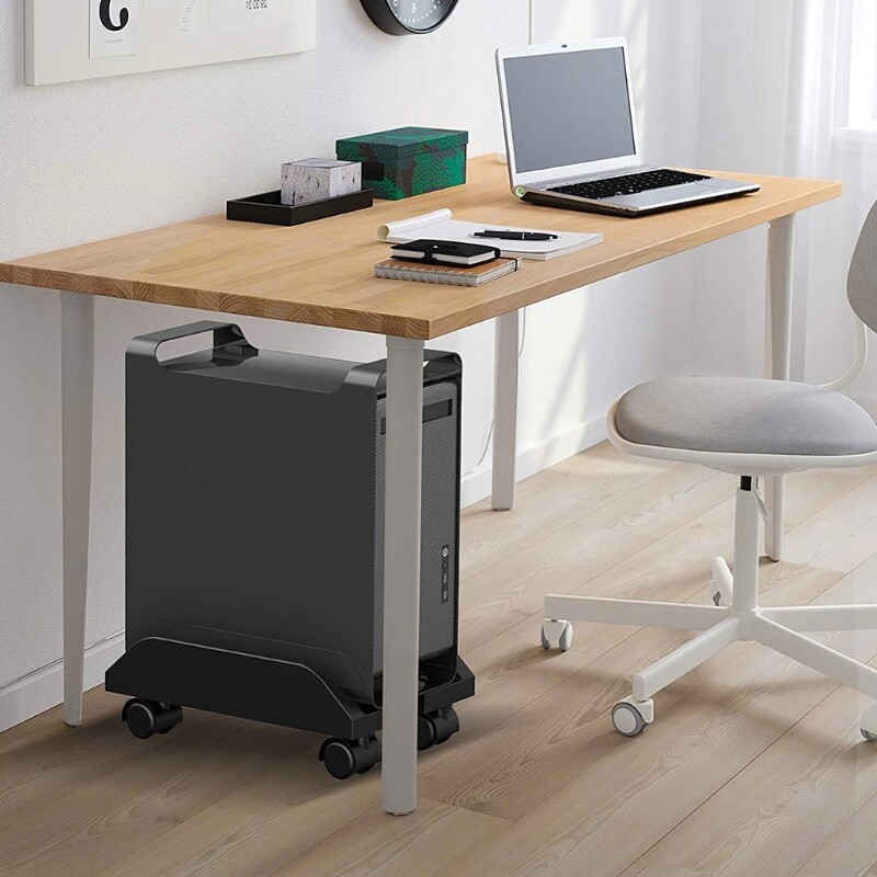 ✪【Good medias】【Ready Stock】PC Cart CPU Holder Computer Tower Stand Holder with Locking Caster Wheels Mobile Computer Desktop Floor Stand Under Desk