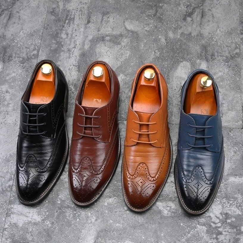 Giày Oxford Goodyy Buộc Dây Cho Nam, Giày Đi Núi Mũi Nhọn Bằng Da Có Đục Lỗ Mới giá rẻ