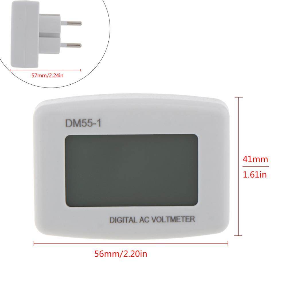 Đồng Hồ Đo Điện Áp AC 80-300V EU Cắm LCD Màn Hình Kỹ Thuật Số Vôn Kế