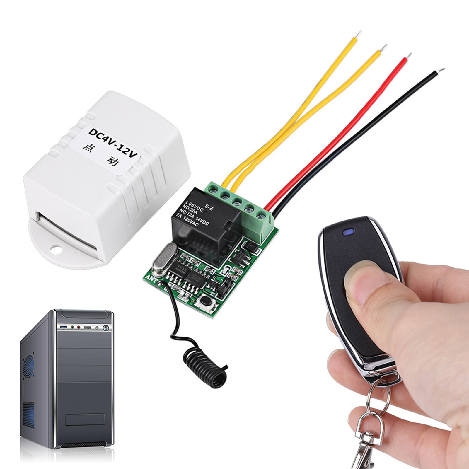 DC 4V 5V 6V 7.4V 9V 12V Wireless Relay Remote Control One Key Switch Receiver + Transmitter