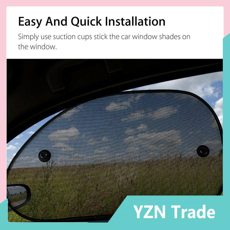 2pcs Car Window Screen Sun Shade Mesh Cover Windshield Sunshade Visor With Suction Cups Summer Auto Supplies
