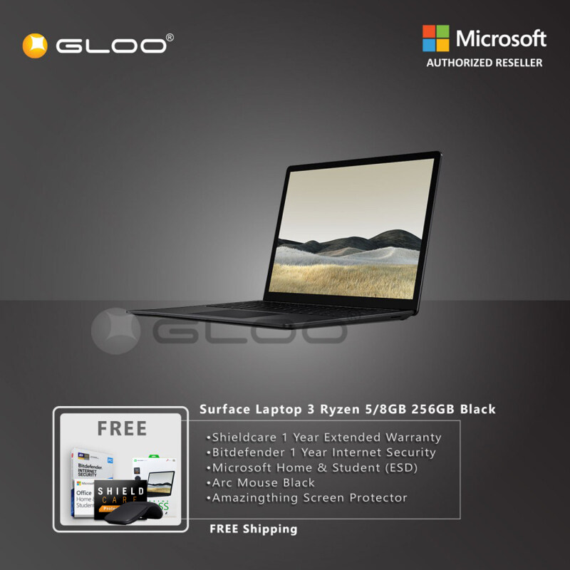 Microsoft Surface Laptop 3 15 Ryzen 5/8GB RAM - 256GB Black + Shieldcare 1 Year Extended Warranty + Bitdefender 1 Year Internet Security + Home & Student + Arc Mouse Black + Amazingthing Screen Protector Malaysia
