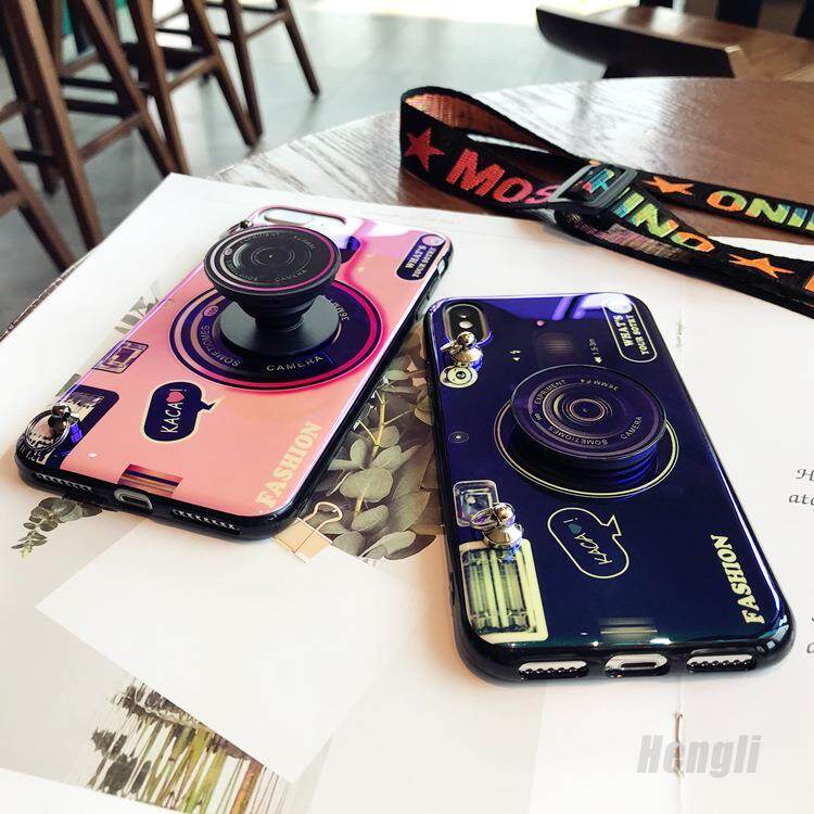 RTY Case For iPhone X iPhone XS MAX XR iPhone 7 Plus 8 Plus iPhone 7 8 iPhone 6 Plus 6S Plus iPhone 6 6S iPhone 5 iPhone 5c iPhone 5S 3D Cute Retro Camera lanyard Casing Grip Stand Holder Silicone Phone Case Cover With Adjustable lanyard