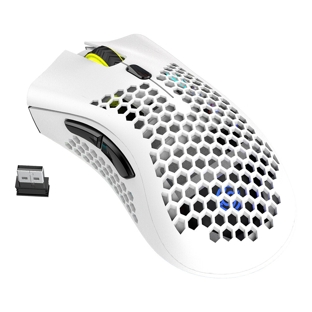 Chuột RGB Không Dây USB BM600 6 Nút 2.4GHz Chuột Game Thủ Có Tổ Ong Rỗng Điều Chỉnh Được 3 Bánh 1600 DPI
