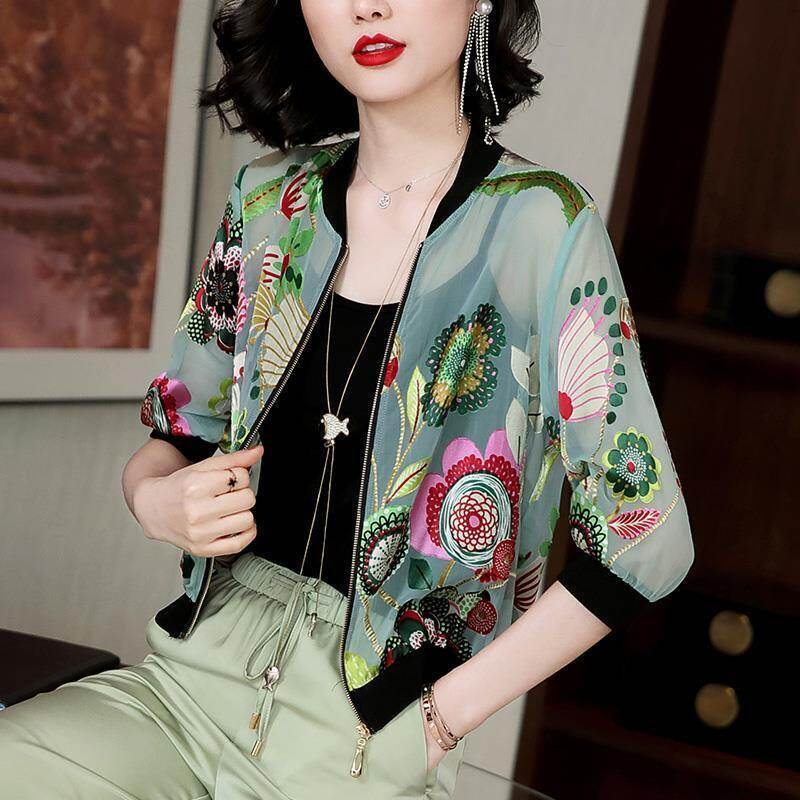 Chiffon Sunscreen Women Summer Plus Size Short Coat Baseball Uniform