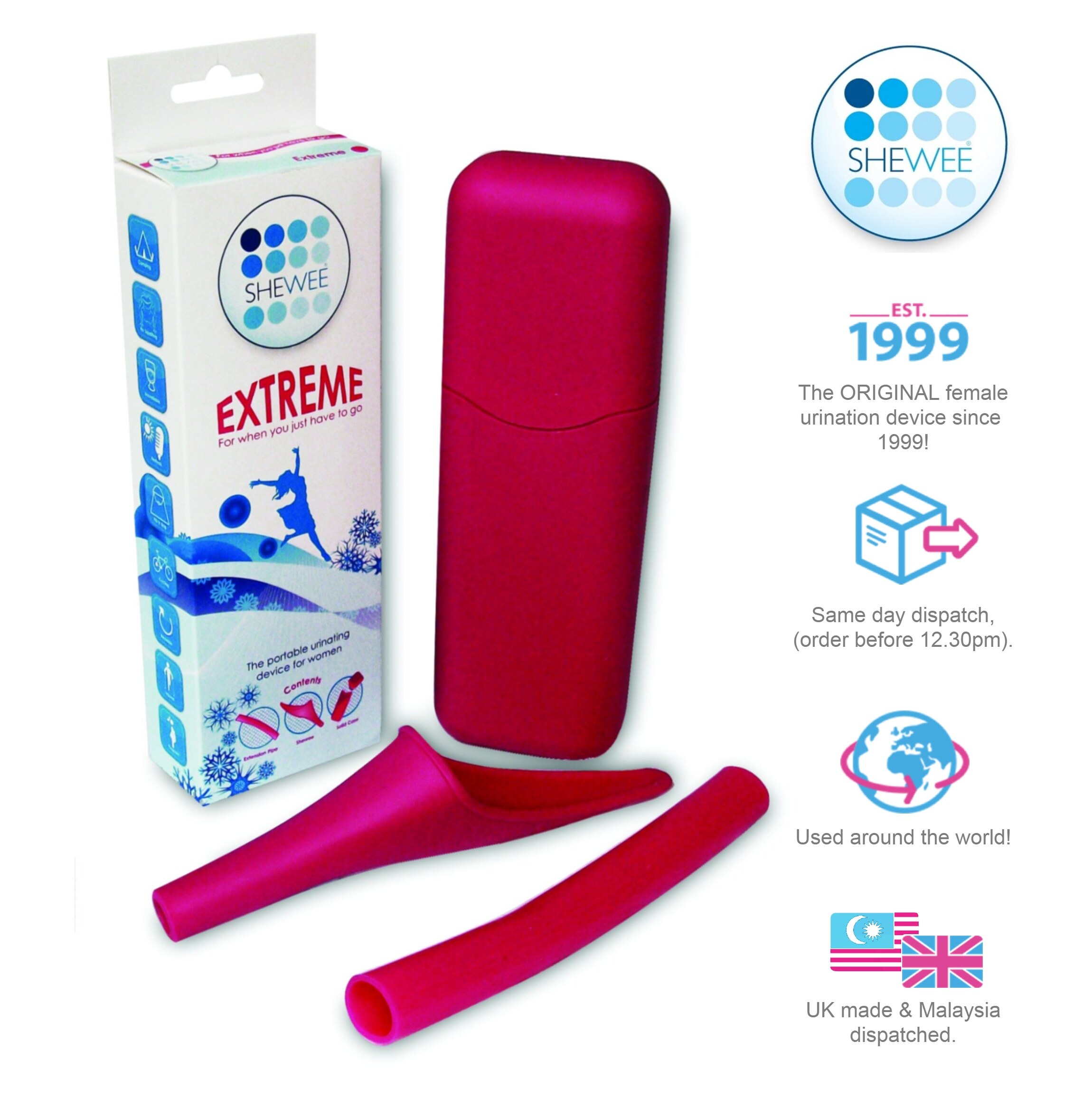 Easily and Discreetly The Original Female Urination Device Since 1999 Shewee Extreme Reusable Pee Funnel Lilac Quickly Wee Standing Up Without Removing Clothing.