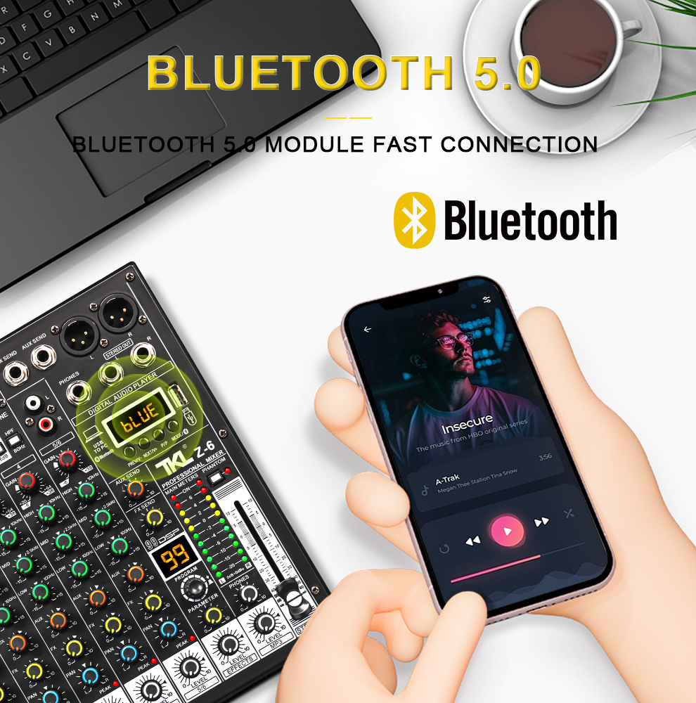 TKLBLS Z6 professional 6-channel mixer balanced 99DSP Bluetooth USB interface stage home party