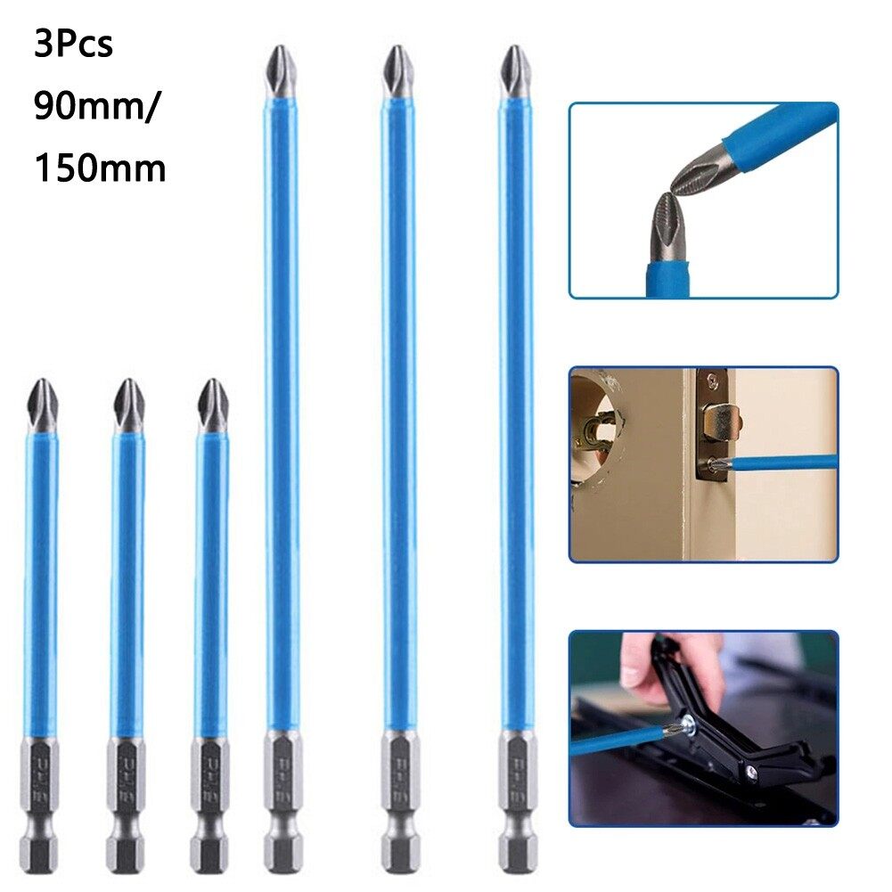 3 Cái Đầu Lô Chống Trượt Mũi Vặn Chéo Chống Trượt 90Mm 150Mm Bộ Tuốc Nơ Vít PH2 Đầu Lô S2, Đầu Tua Vít Gió Từ Tính Mạnh