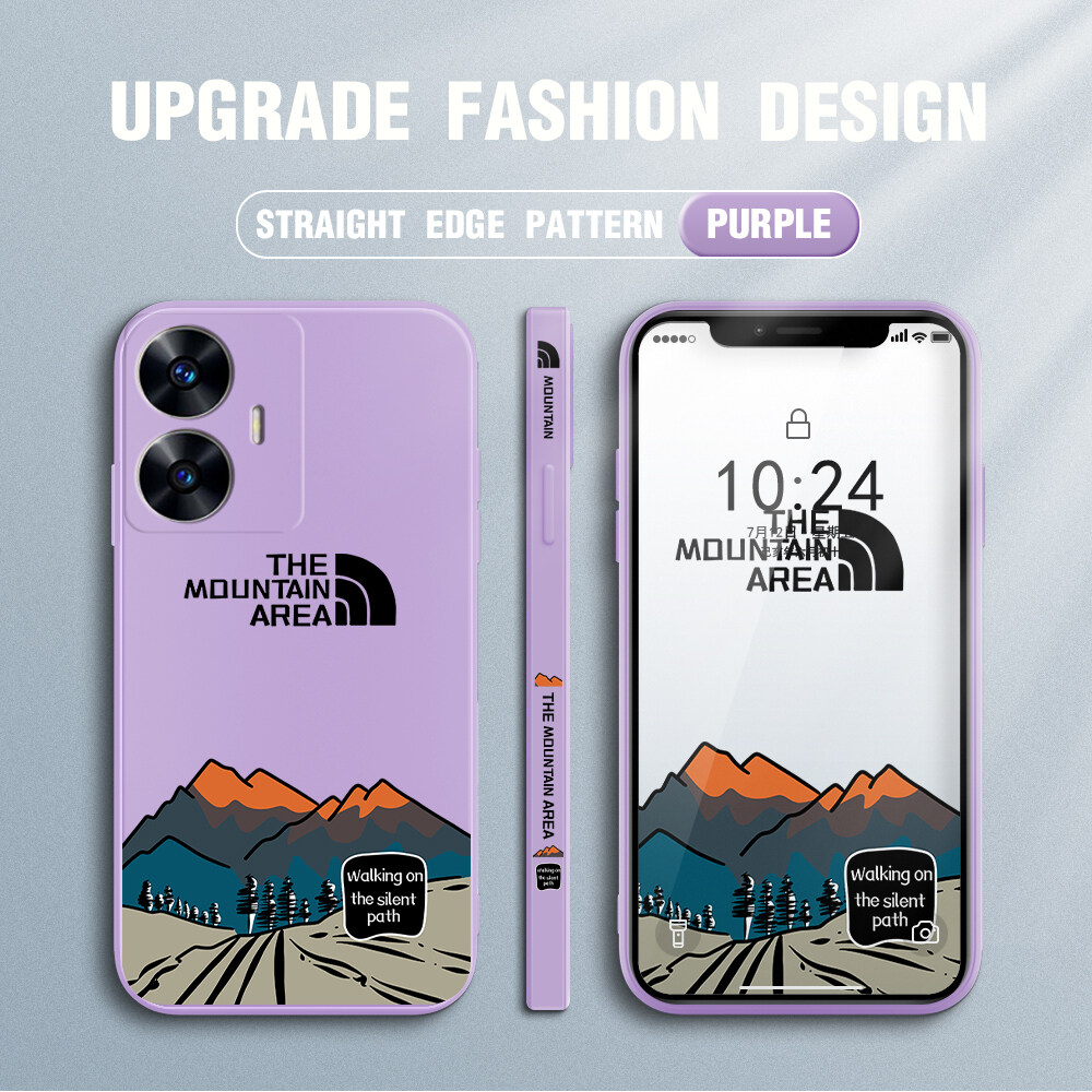 Hontinga Casing Case For Realme C53 C51 NFC C55 C33 X Narzo N53 OPPO K3 Case Simple Moutain Area Case Square Original Liquid Soft Silicone Edge Case Full Cover Camera Protection Cases Back Phone Casing Softcase