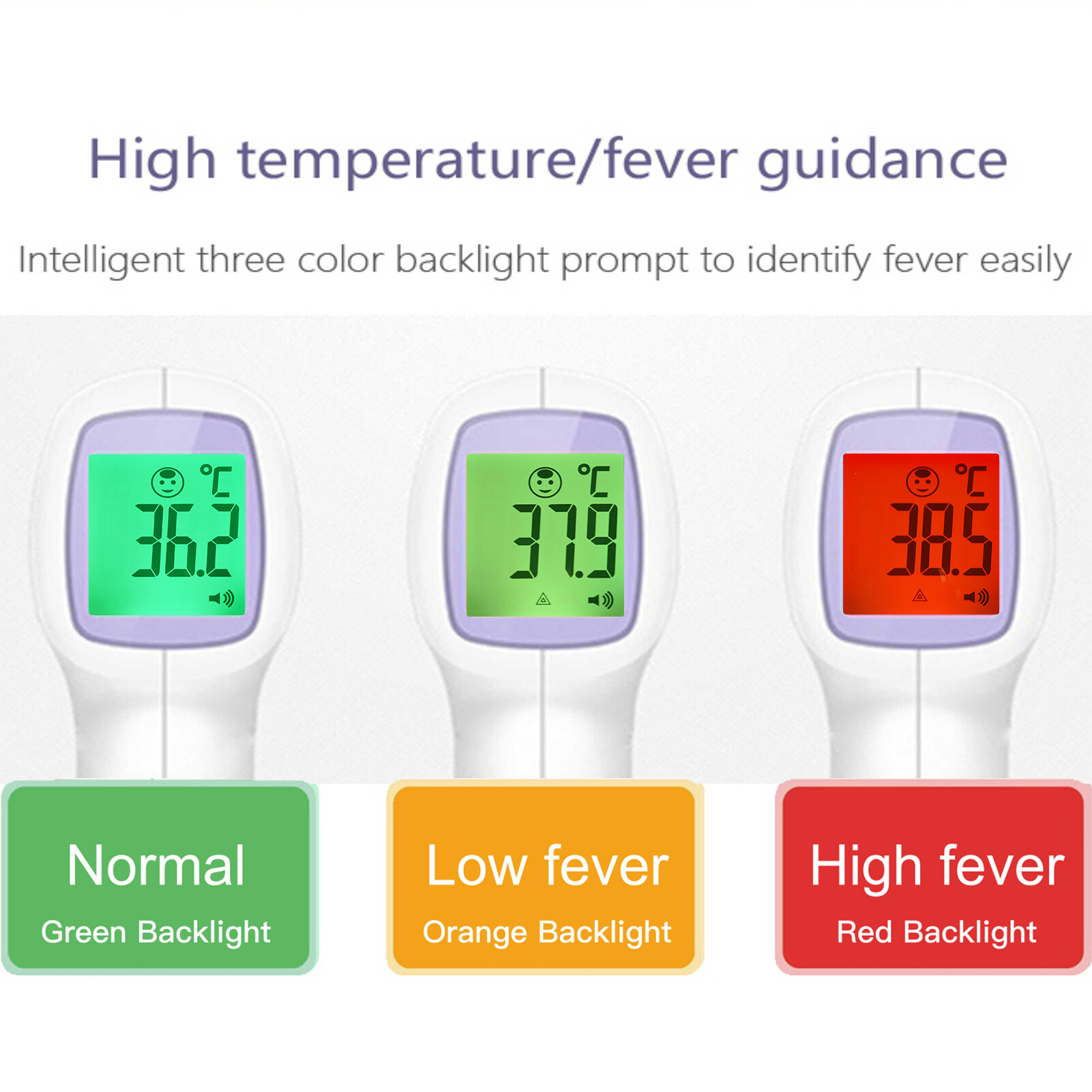 Smart Sensor LCD Digital Infrared Forehead Therm-ometer Non-Contact IR Ther-mometer Handheld Digital Tem-perature Measuring Gauge Fever Alarm Dual Tem-perature Mode 16-Group Memory °C/°F Switch for Baby/Adult