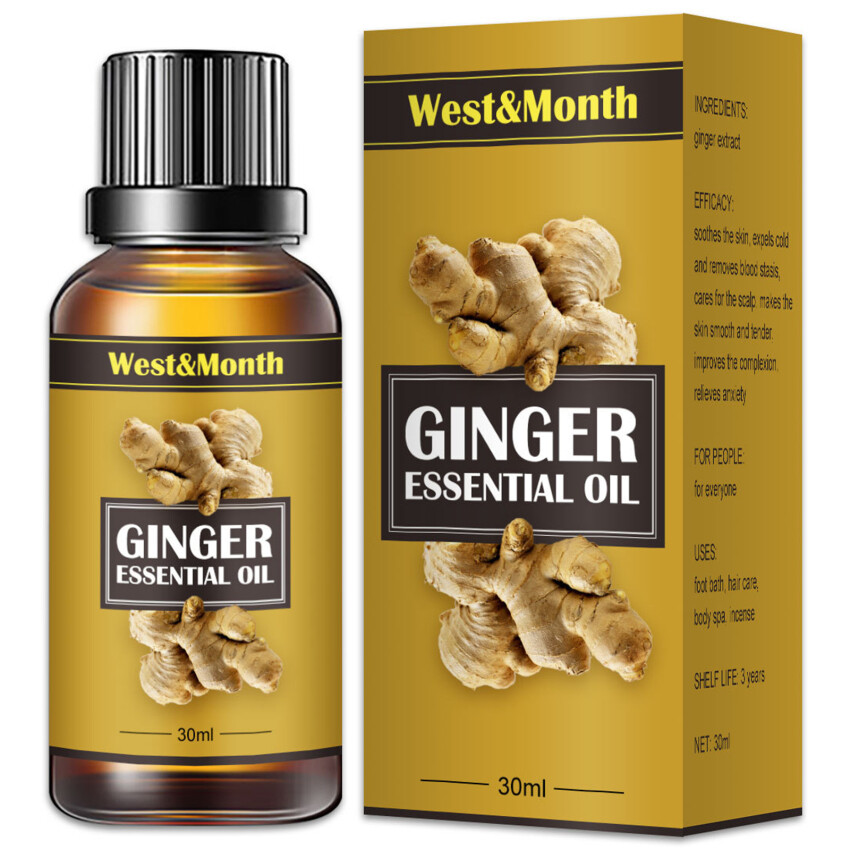 30ML Natural Ginger Oil Lymphatic Drainage Therapy Anti Aging Plant Essential Oil Promote