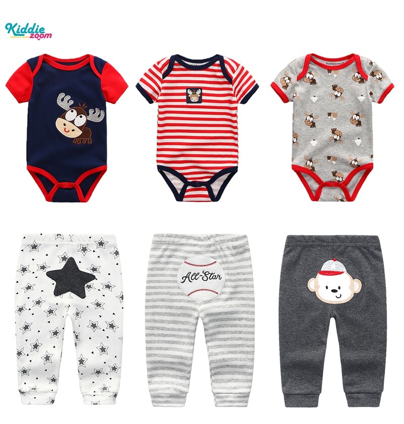 Kiddiezoom 3pcs baby suit clothes and pants cartoon pictures 0-12months