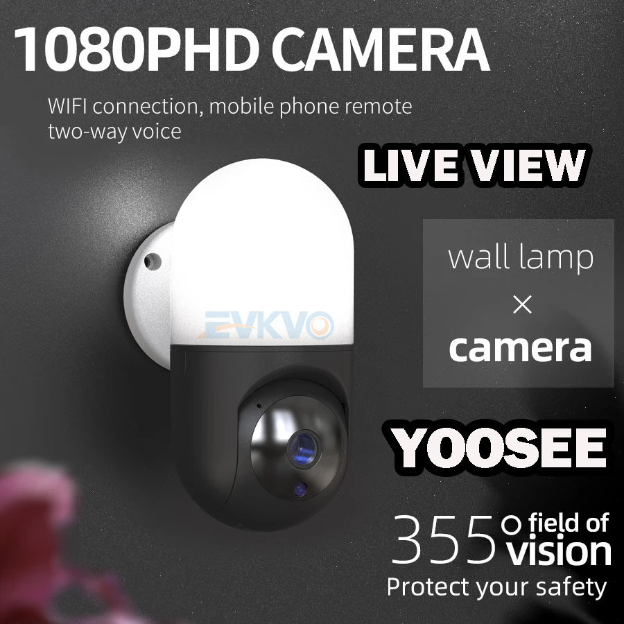 EVKVO YOOSEE Camera Giám Sát PTZ Ngoài Trời Mới Ứng Dụng Camera IP WIFI HD 1080P Camera Cảnh Báo Thông Minh Phát Hiện Chuyển Động Gia Đình Xoay CCTV Đèn Tường Chiếu Sáng Sân Vườn
