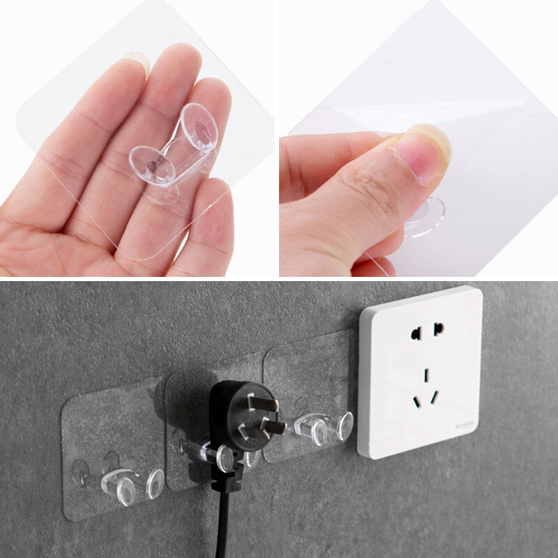 Houseeker Móc treo phích cắm điện, chìa khóa gắn tường trong suốt