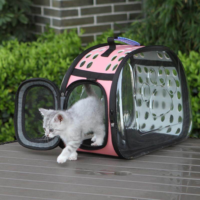【Ready Stock】Transparent Chó Mèo Túi Đựng Thoáng Khí Pet Túi Du Lịch Ngoài Trời Có Thể Gập Lại Túi Đeo Vai Con Chó Con Du Lịch Túi Đựng