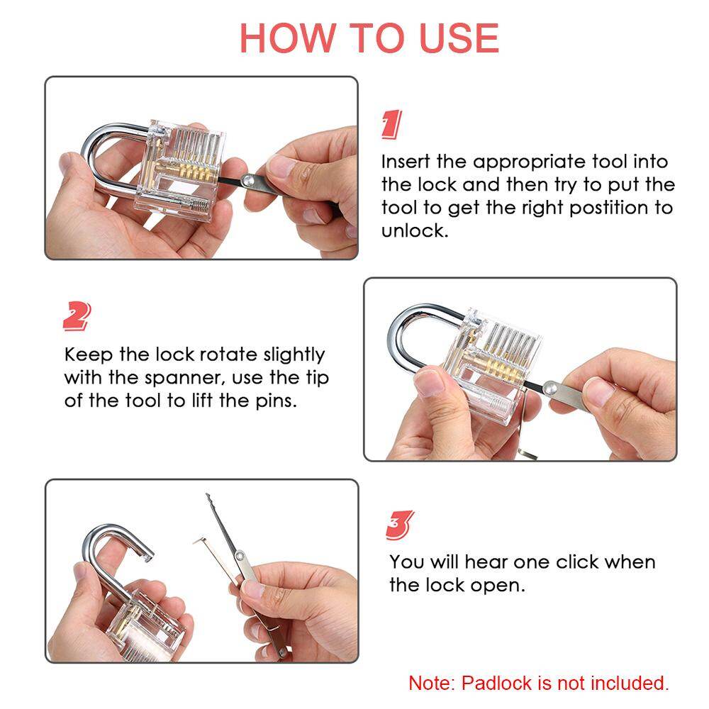 Bộ Dụng Cụ Khóa 15 Chiếc Bộ Khóa Inox Dụng Cụ Khóa Luyện Tập Cho Người Mới Bắt Đầu Và Chuyên Nghiệp Thợ Khóa