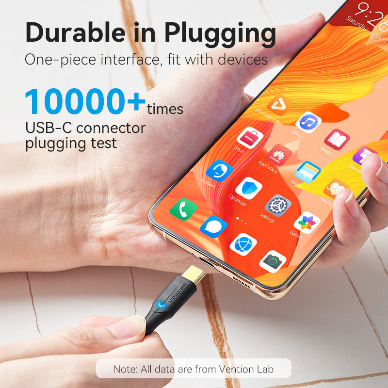 Vention USB Type C to Type C Cable PD 60W with LED Fast Charge Quick Charge 4.0 USB C Data Cable for Macbook Pro Huawei P30 Samsung S20 USB C to Type C Cable