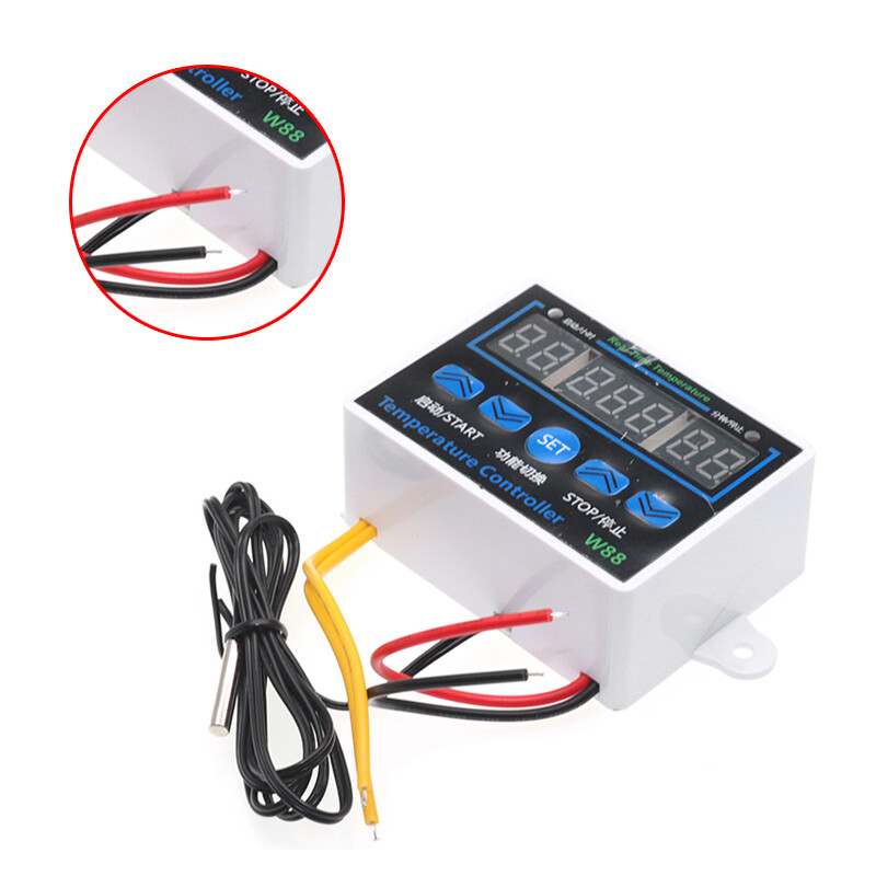 W1411 W88 12V/220V 10A Digital LED Temperature Controller with Sensor Thermostat Control Switch