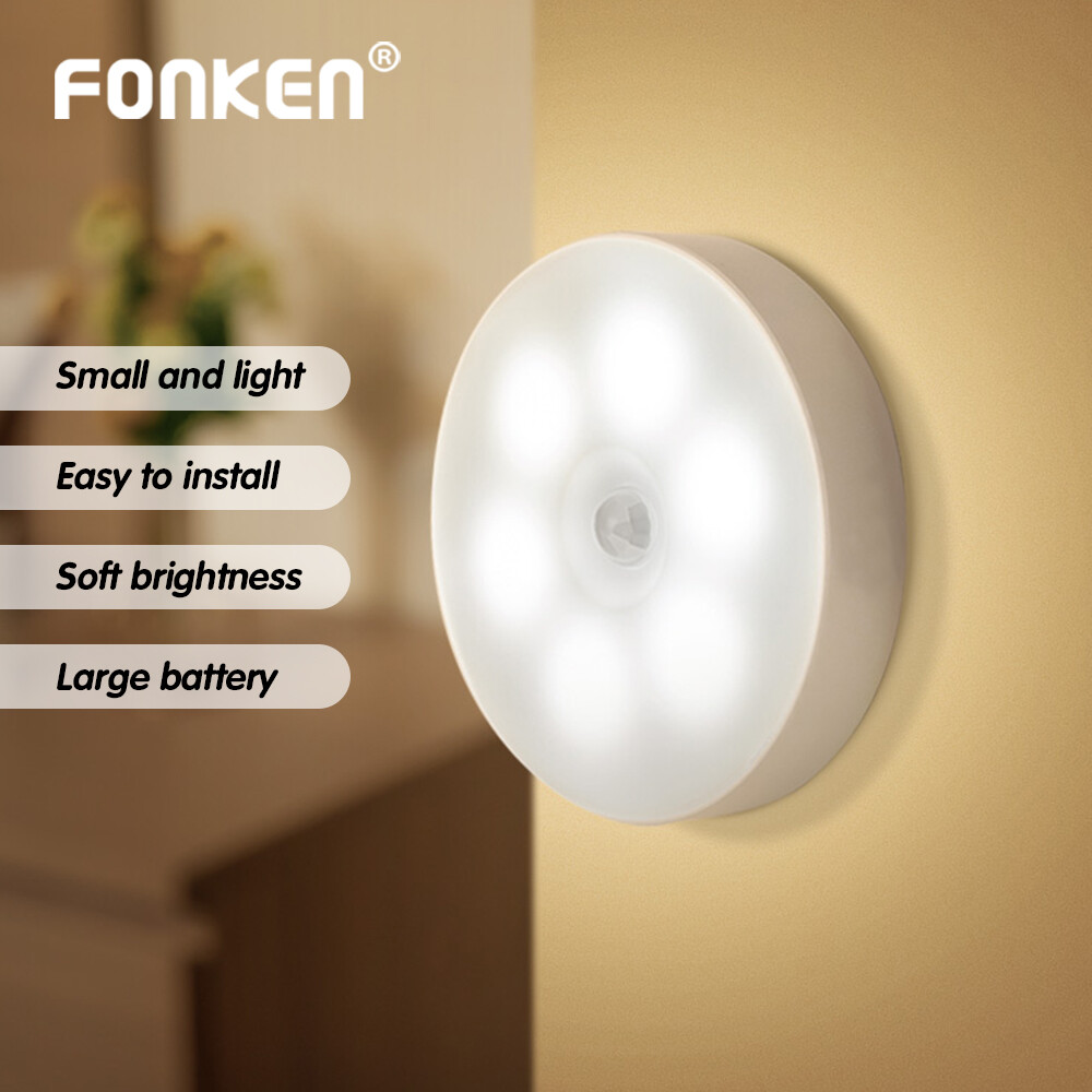 FONKEN Intelligent Human Body Induction Night Light Wireless LED Charging Magnetic Bedside Lamp Small Table Lamp USB Charging LED Night Light Motion Sensor Light,Suitable For Corridor Aisle Wardrobe Bedroom Bedside