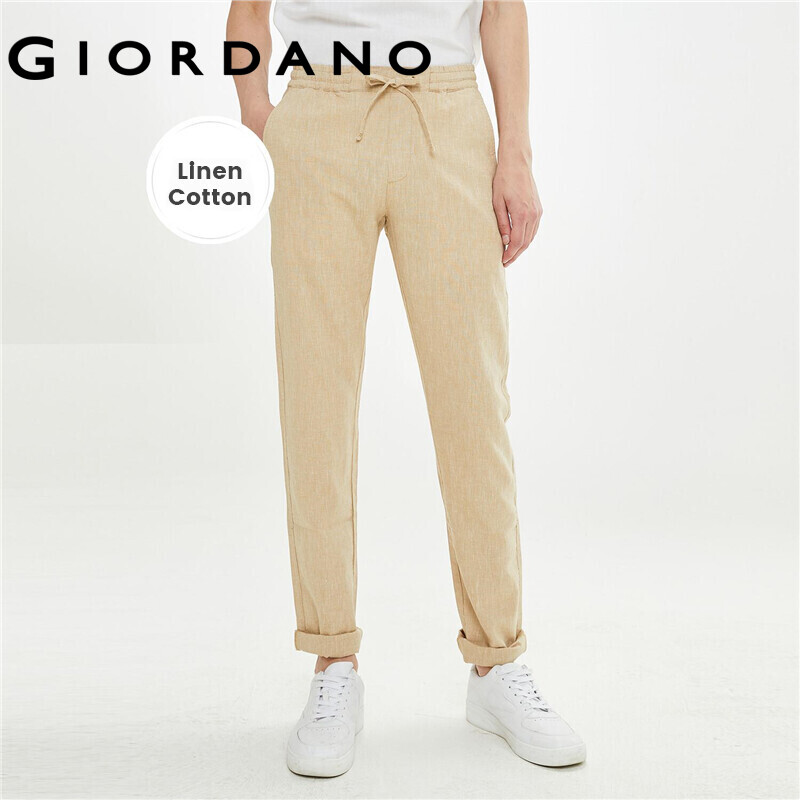 Giordano Men Pants Natural Linen-Cotton 