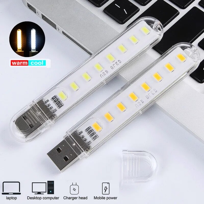 2pcs 8LED USB Mini Đèn LED đọc sách tiết kiệm năng lượng đèn Đèn ngủ USB
