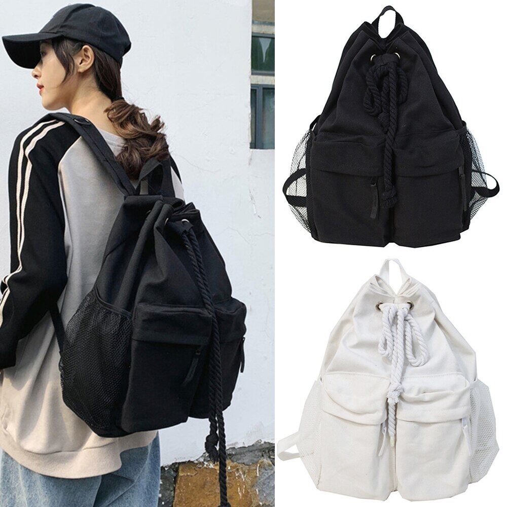 Drawstring Canvas Backpack Unisex Solid Softback Classic Soft Handle High-Capacity Backpacks Travel Bag Backpack Women Fashion 🎒🎒