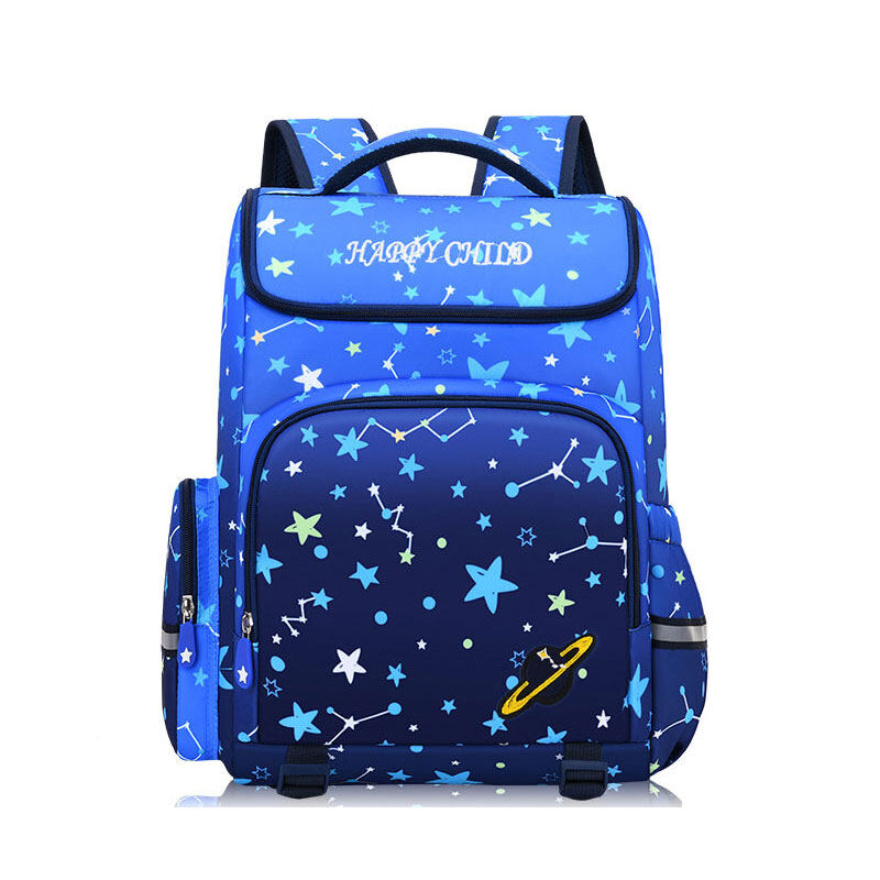 BAOLONGXIN New children's school bag Starry sky gradient schoolbag for elementary school students Grades 1-3-6 Spine protection and backpack