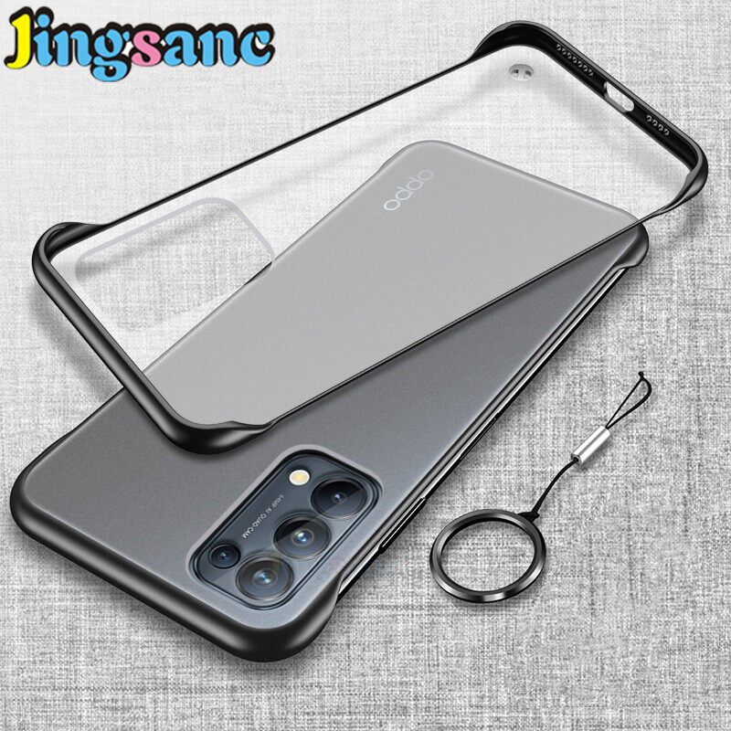 Jingsanc For OPPO Reno6 5G/Reno5/Reno5 5G/Reno 7 Pro 5G/Reno 11 10 Pro+ Plus 5G [Free Lanyard] Phone Case Luxury Ultra-Thin Scrub Translucent Cover Shockproof Borderless Protective Casing For OPPO Reno 5/Reno 6 5G