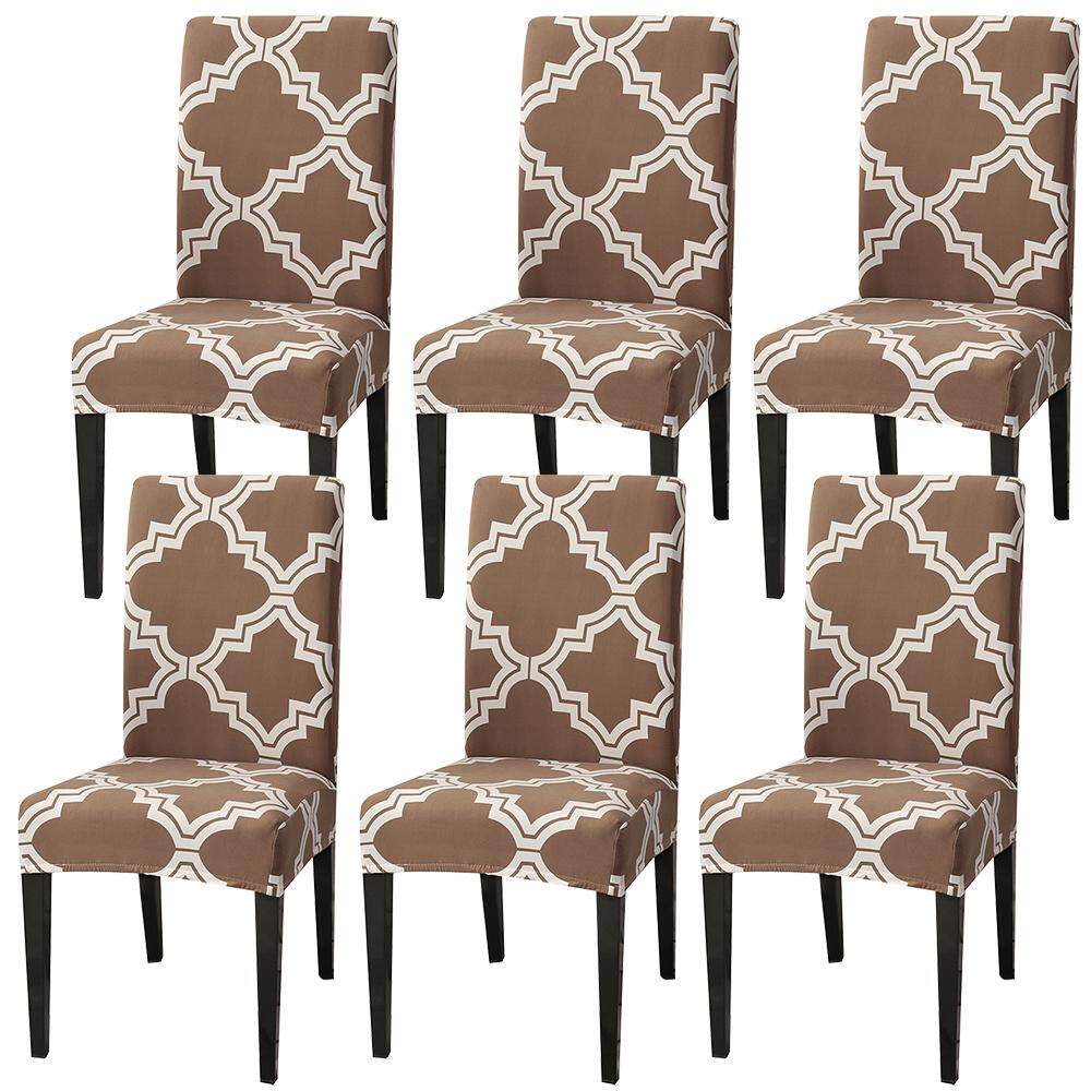 6pcs Spandex Removable Chair Cover Stretch Elastic Dining Seat Cover For Banquet Wedding Restaurant Hotel 6pc