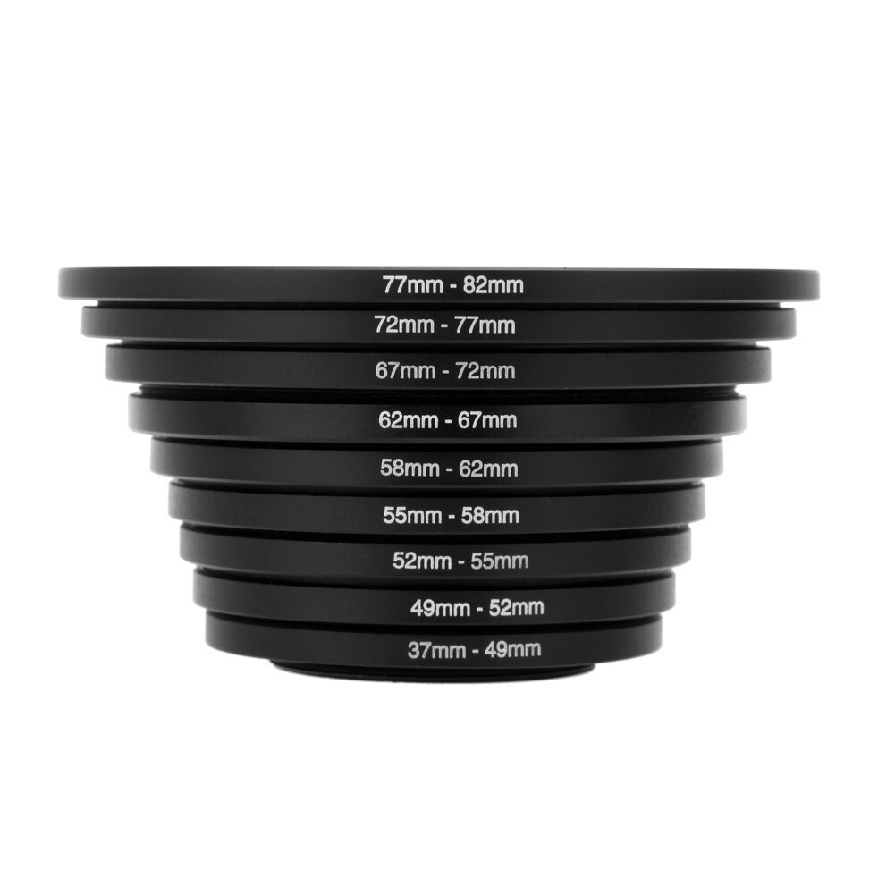 Lọc Vòng Adapter, Bao Gồm (Bộ Nhẫn Nâng Lên 9 Chiếc + Bộ 9 Chiếc Vòng Xuống) Bộ Lọc Ống Kính Máy Ảnh 9 Chiếc Bộ Chuyển Đổi Vòng Nâng & Xuống Cho Máy Ảnh DSLR Canon/Nikon/Sony