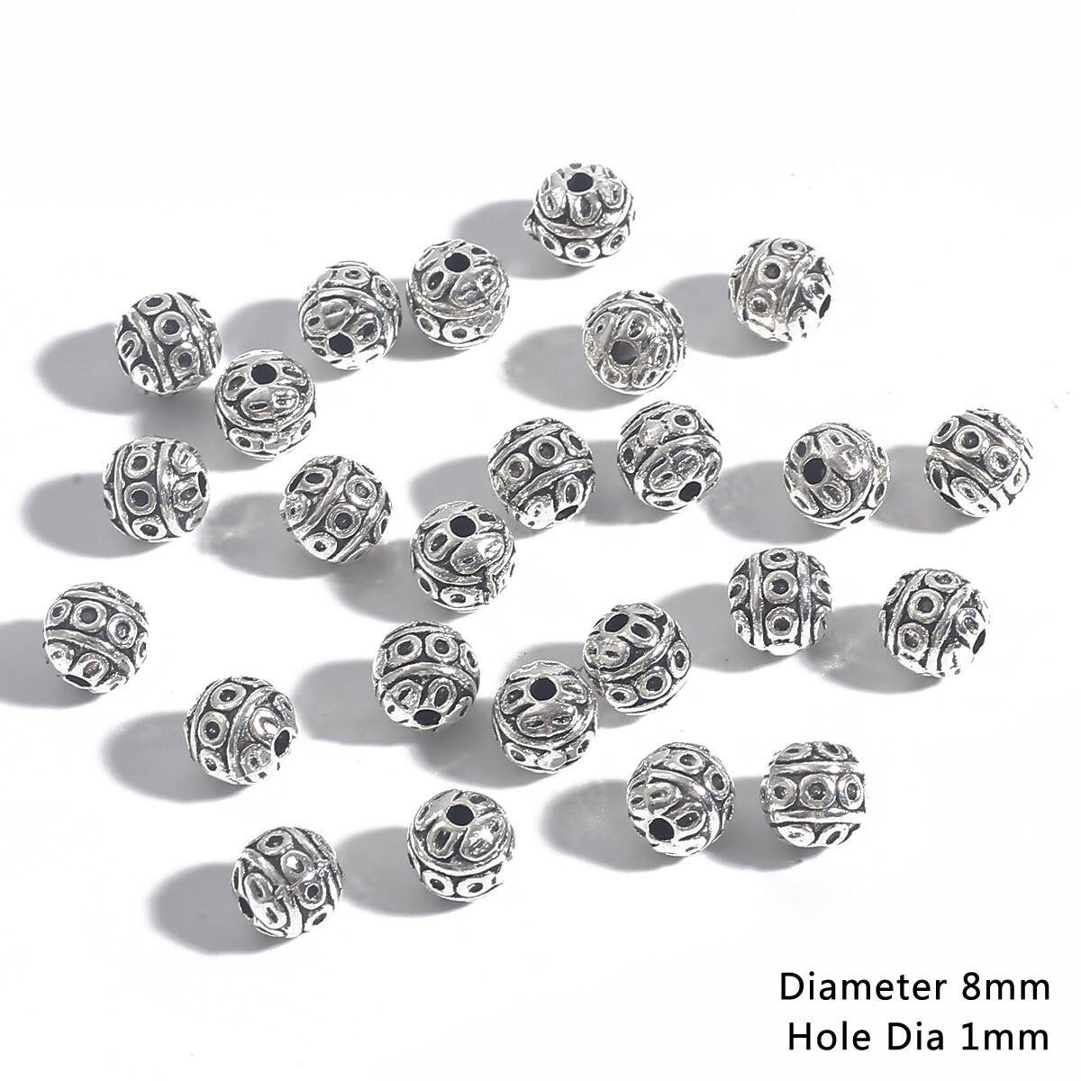 10-50Pcs Tibetan Antique Silver Alloy Beads Round Spacer Beads For Diy  Charm Bracelets Earrings Jewelry Findings Accessories