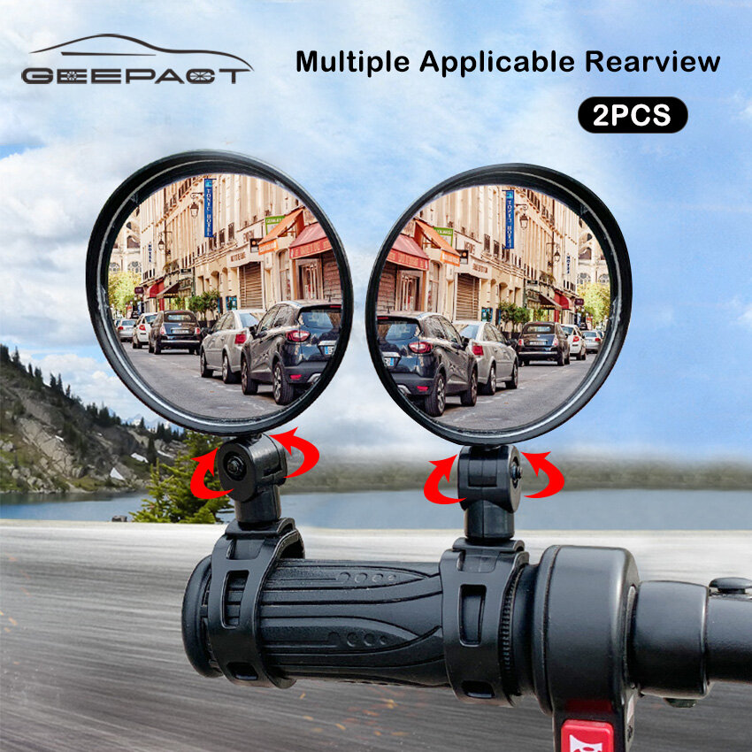Geepact Rearview Mirror 2 PCS Bicycle Mirror Handlebar Rearview Mirror Wide Angle 360°Rotate Looking Glass Universal Cycling Bicycle Rear View Mirror for E-bike MTB Scooter Motorcycle Road Bike Ordinary Bikes etc.