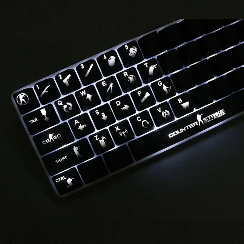 CS Đi Trò Chơi, Nắp Phím OEM Trong Mờ Chiếu Sáng Đèn Nền ABS 26 Phím Cho Bàn Phím Cơ CS Go Keycap