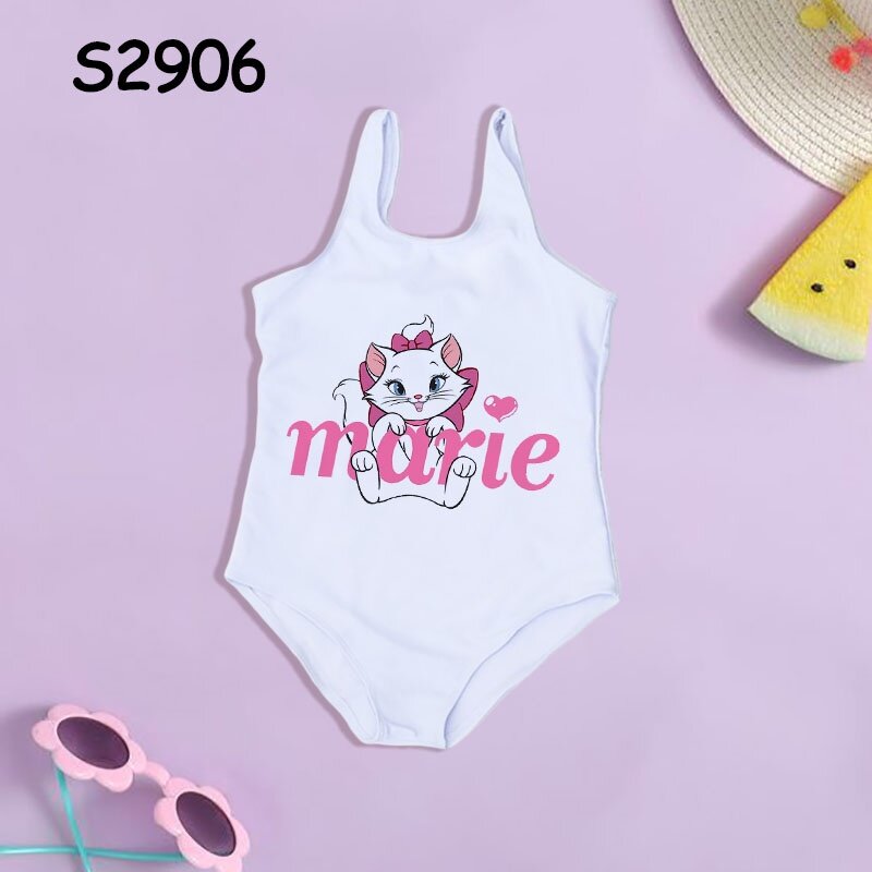 The Aristocats Cartoon Cat Girls Swimsuit Kids One Piece Bikini Outfit