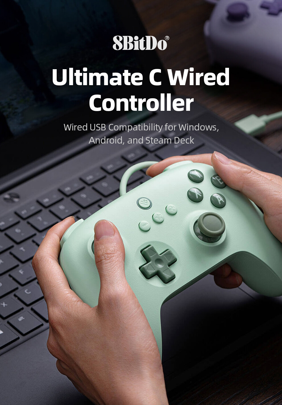 ZDSSY 8BitDo Cuối cùng C Bộ điều khiển có dây cho PC, Windows 10, 11, sàn hơi nước, mâm xôi Pi, Android 2023 mới