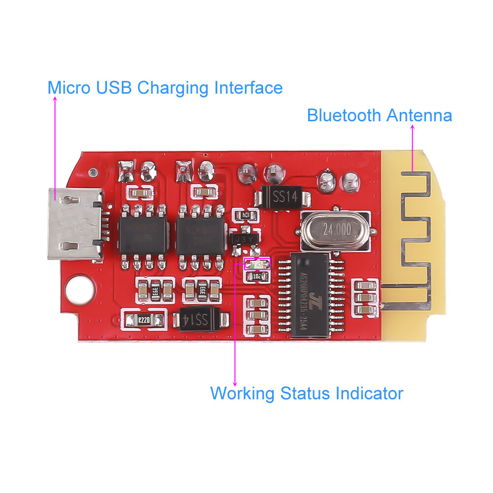 Bảng Mạch Bluetooth Âm Thanh Nổi, Mô-đun Khuếch Đại Công Suất CT14 Micro 5.0, 5VF 5 W + 5W Mini Có Cổng Sạc Để Lắp Lại Hộp Âm Thanh Nhàn Rỗi