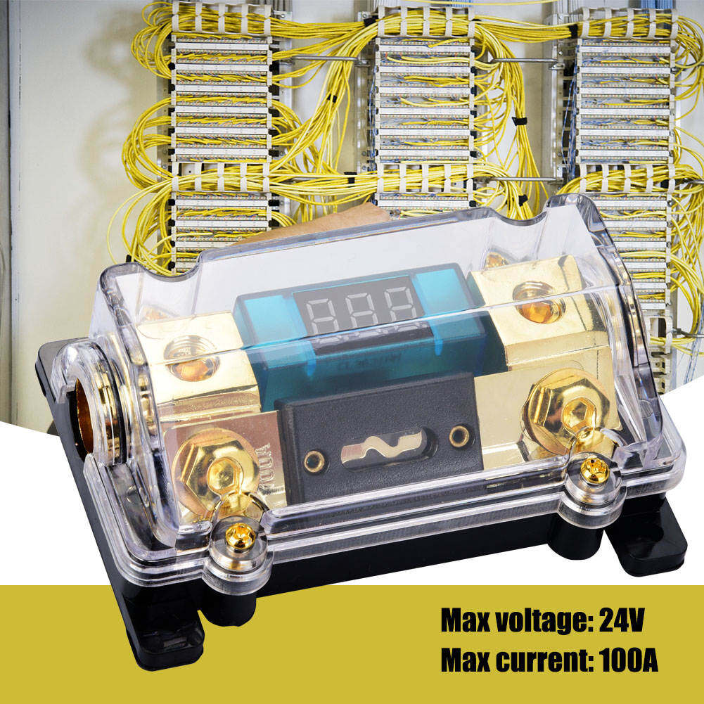 24V 100A Car Audio Digital Breaker Fuse Holder Distribution Block Power