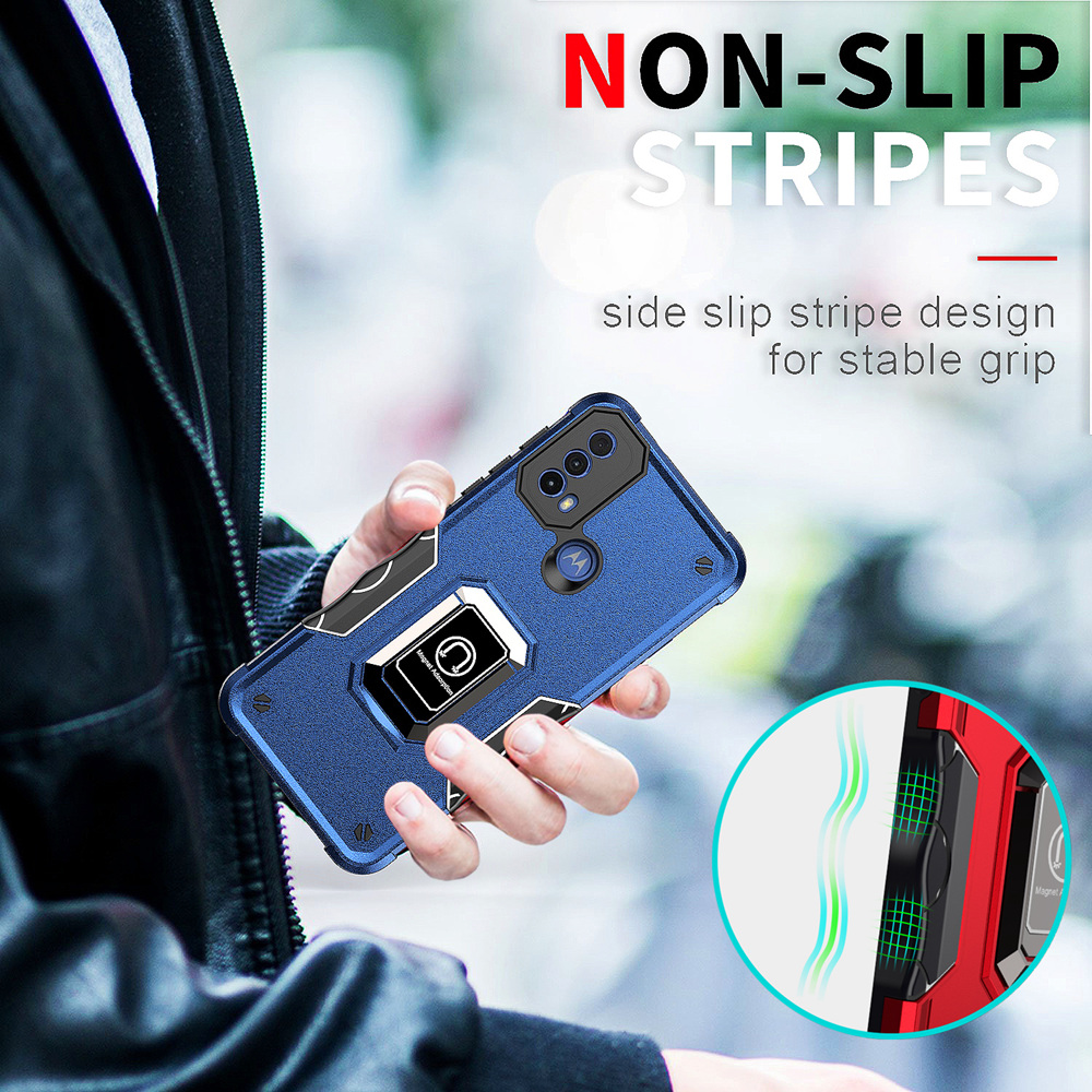 KEYSION Ốp Giáp Chống Sốc Cho Motorola MOTO E40 E30 E20 Ốp Lưng Điện Thoại Có Giá Đỡ Vòng Nhẫn Bằng Silicon + PC Cho MOTO G22 G200 5G G50