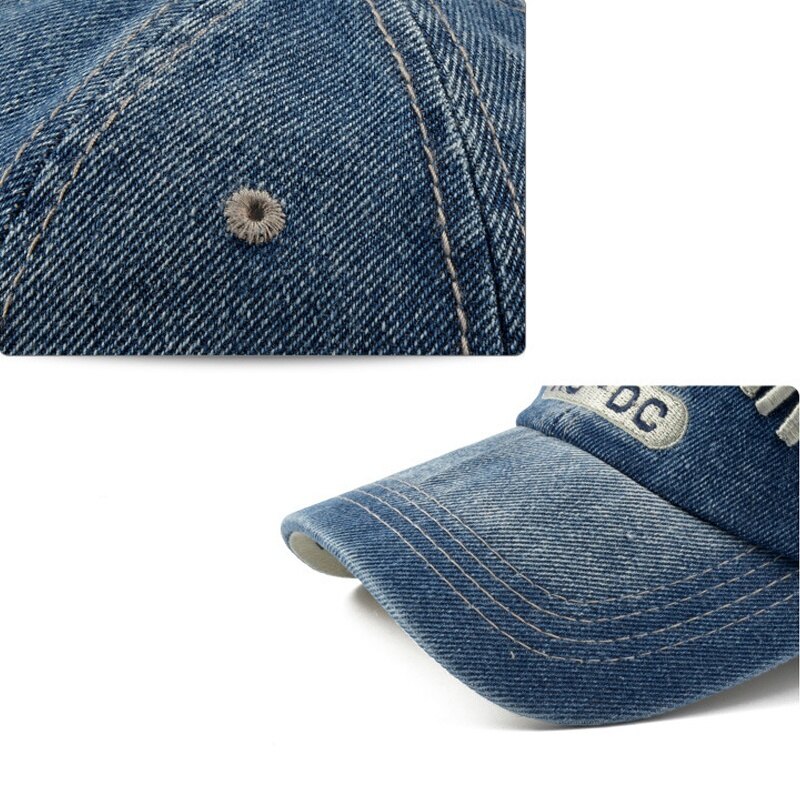 Unisex Plain Cotton Washable and Denim Baseball Cap Adjustable Dad Hat Trucker Hat